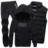Осенне-весенний спортивный костюм мужской тройка толстовка с капюшоном плюс бархатная одежда жилет куртка брюки спортивный костюм мужской костюм