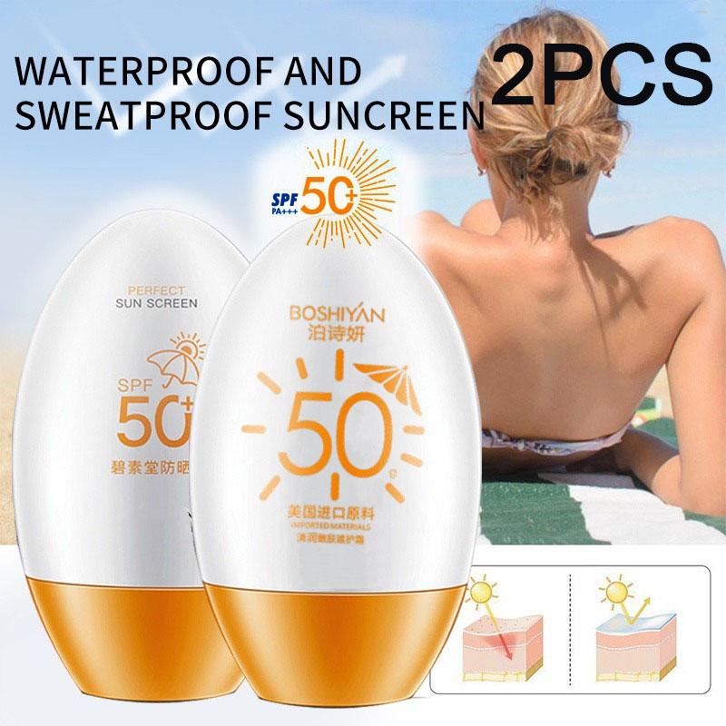2pcs Whitening Sunscreen SPF50+ UV Protection Sun Screen Moisturizing Brightening Sunblock Skin Care