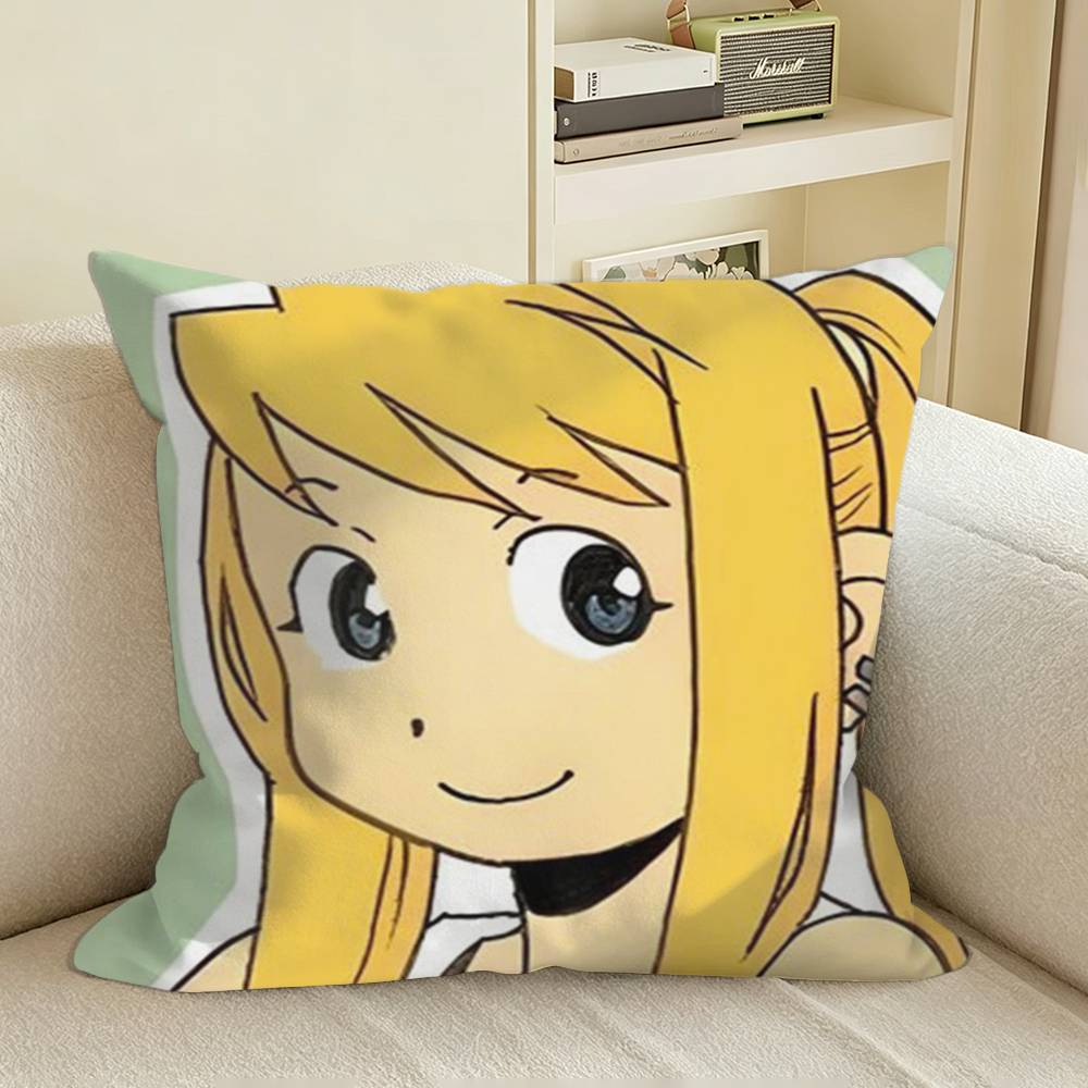 FAFullmetal Alchemist Anime Merchandise Square Sofa Pillow Cover Solid Color Living Room Home Decor Cushion Case