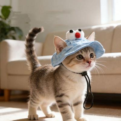 Красочная регулируемая ведерная шляпа для кошек, дышащая, с отверстиями для ушей, солнцезащитная шляпа для питомцев, с круглыми полями, кепки для собак, для улицы