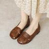 Босоножки с мягкой подошвой и закрытым носком, женские, лето и осень 2025, новые, ретро, на плоской подошве, из мягкой кожи, римские, с мягкой подошвой, обувь для мамы