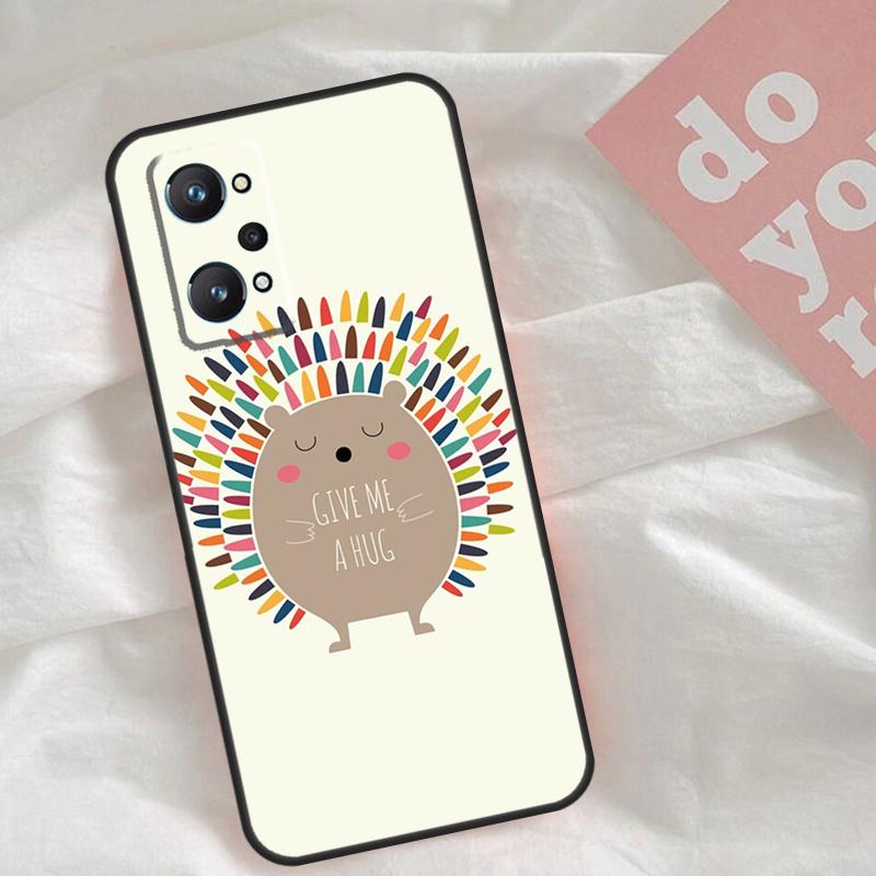 Кавайный Ёжик Сердце Милый Чехол Для Realme C53 C55 C33 C63 C61 C51 C65 C67 C71 C75 11 12 13 14 Pro Plus GT6 GT7 15 Pro