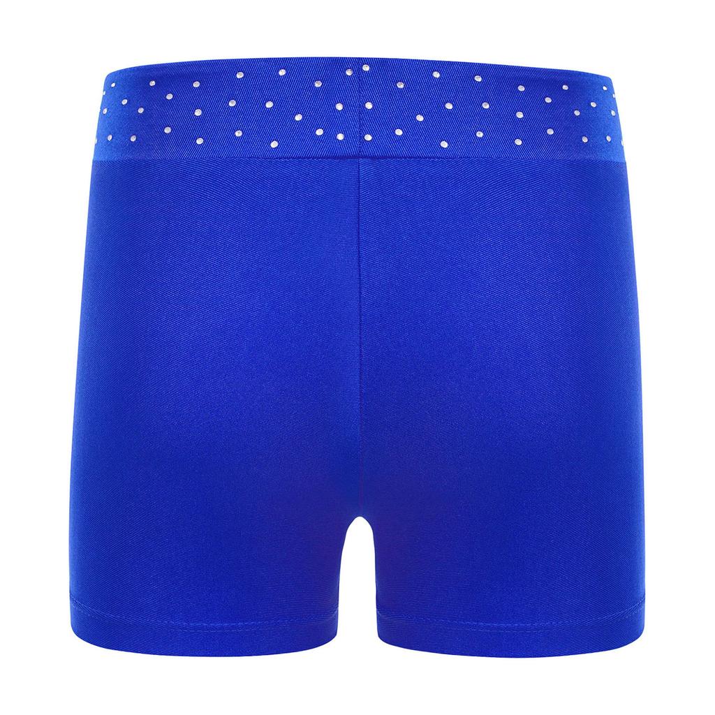 Шорты для девочек со стразами на поясе, эластичные, для фигурного катания, гимнастики и танцев