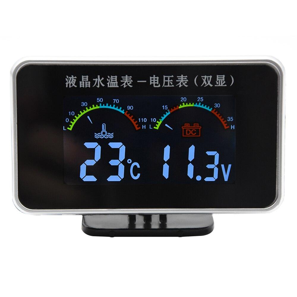 Waterproof LCD Digital Car Truck Voltmeter Water Temp Gauge Temperature Sensor 10mm Temperature Volt Meter 12v