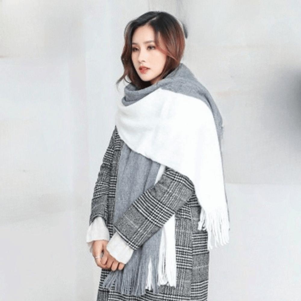 Korean Style Long Wool Tassel Scarf Thickened Winter Neckerchief Women Cashmere Scarf Women/Male