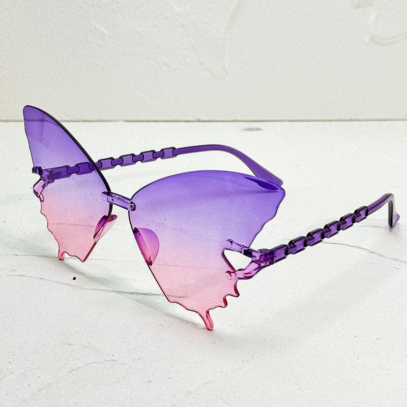 Butterfly Shaped Rimless Sunglasses For Women Gradient Tinted Lenses UV Protection Trendy Party Shades For Festivals KJ180