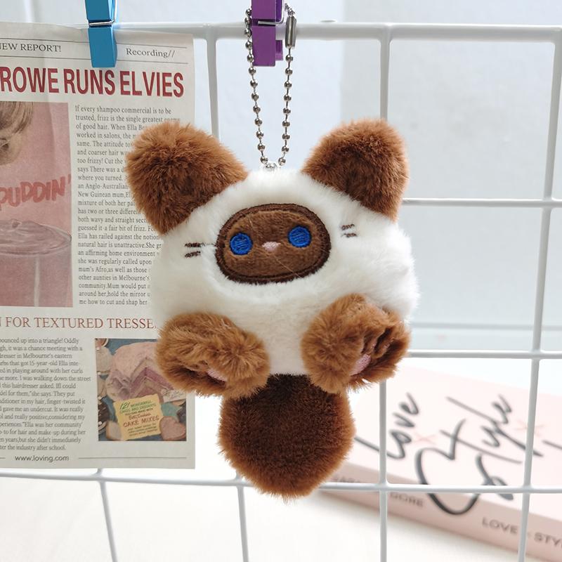 Плюшевый брелок в виде длиннохвостого кота Squeak, милый мягкий брелок в виде кота, украшения на сумку, брелок в виде плюшевой куклы Kawaii Cat