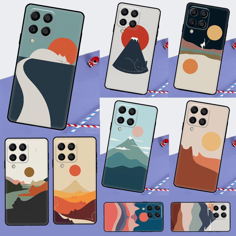 Cat Mount Fuji Japan Landscape For Samsung Galaxy M16 M06 M12 M13 M14 M15 M35 M55 M34 M54 M33 M53 M21 M31 M11 M32 M52 Case