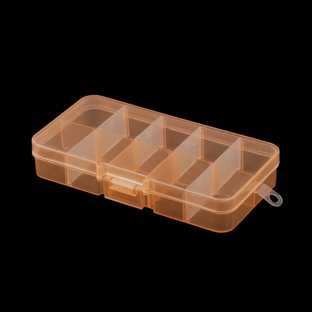 10 Slots Adjustable Plastic Rectangle Transparent Storage Box Craft Organizer Handcraft Jewelry Container