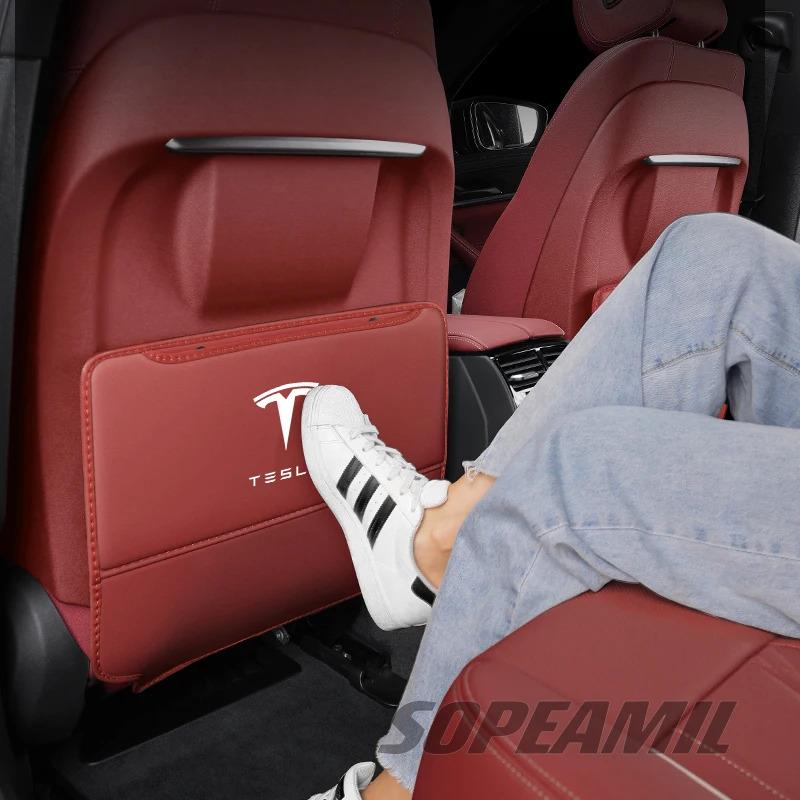 2Pcs Car Seat Back Protection Anti-Kick Pad Rear Seat Storage Bag For Tesla Model 3 Y S X Cyberbruck Beast Roadster