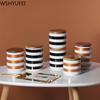 Nordic Geometric Black Sealed Cans with Lids Ceramic Storage Jars Tea Cans Candy Biscuit Jars Home Accessories WSHYUFEI