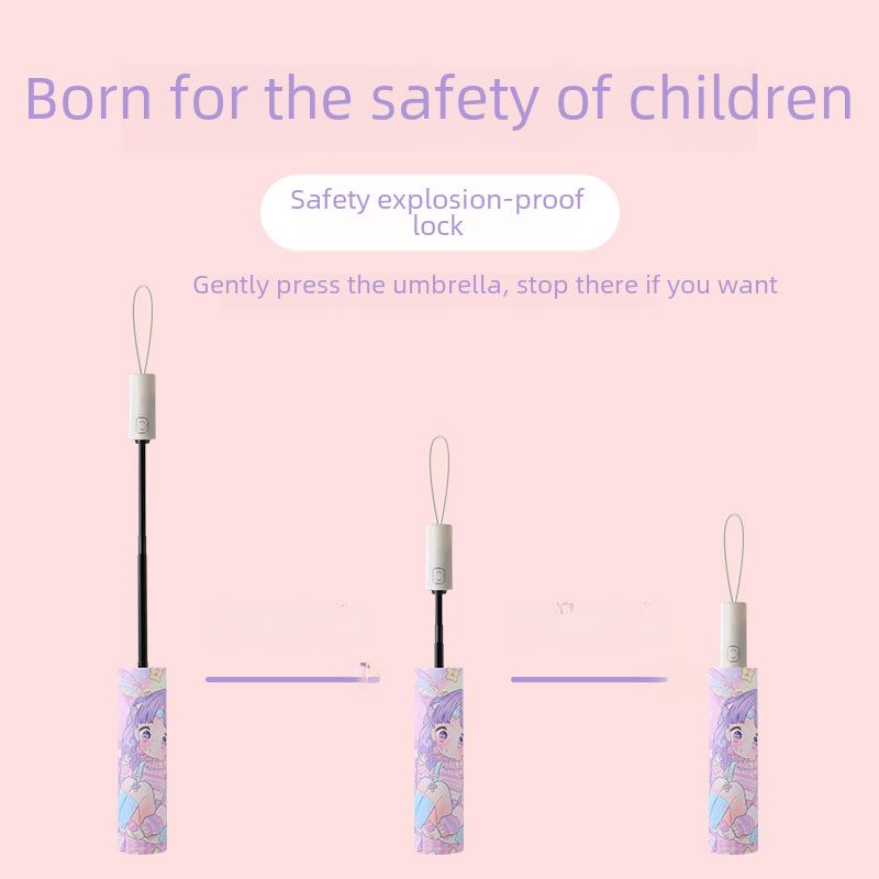 Детский автоматический противооткатный светоотражающий зонт для солнца и дождя