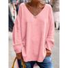 Women's Pullover Solid Color V-Neck Long Sleeve Loose Casual Comfortable Long Sleeve Knit Sweater