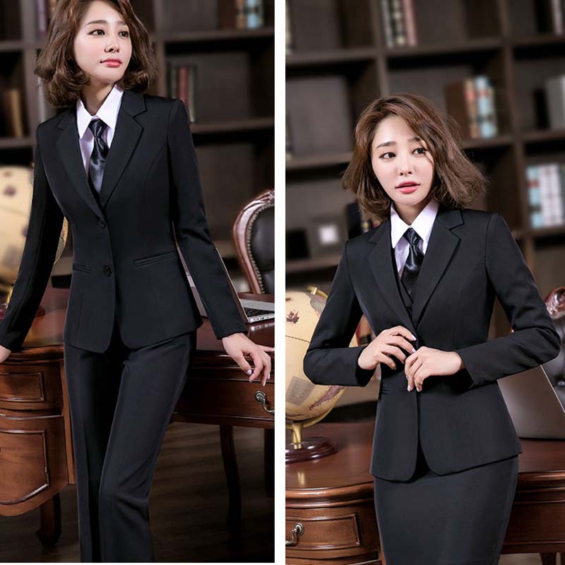 2Pcs Blazer Suit Female Temperament Professional Wear Jacket Ladies Formal Hotel Work Clothes Spring and Autumn OL Interview Suit