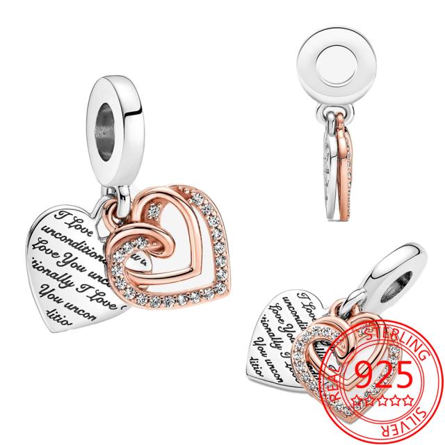 Новый брелок-ключ в виде божьей коровки и сердца, подходит для оригинального модного браслета из стерлингового серебра S925, брелок-подвеска для девочки, подарок