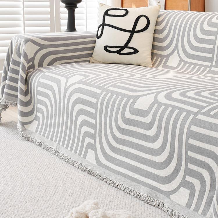 Полосатый зебровый узор Шенилловое диванное полотенце Четыре сезона Универсальный Всеобъемлющий Чехол на диван Пылезащитный чехол Гостиная Цельный диванный чехол Ткань