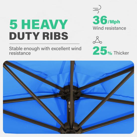 270CM Half Umbrella Replacement Canopy UV Protection Outdoor Garden Patio Backyard Parasol Market Table Top Umbrella Replacement Fabric Cloth Cover