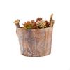 Wooden Flower Pot Hanging Basket Round Modern Bucket Barrel Planter for Veggies Artificial