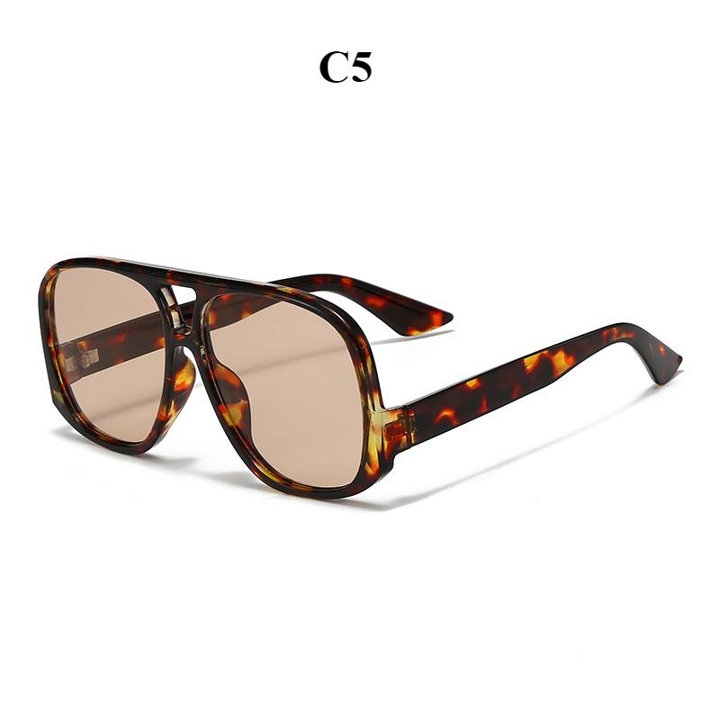 Ladies' Glasses, Retro Large-frame Double-beam Sunglasses.
