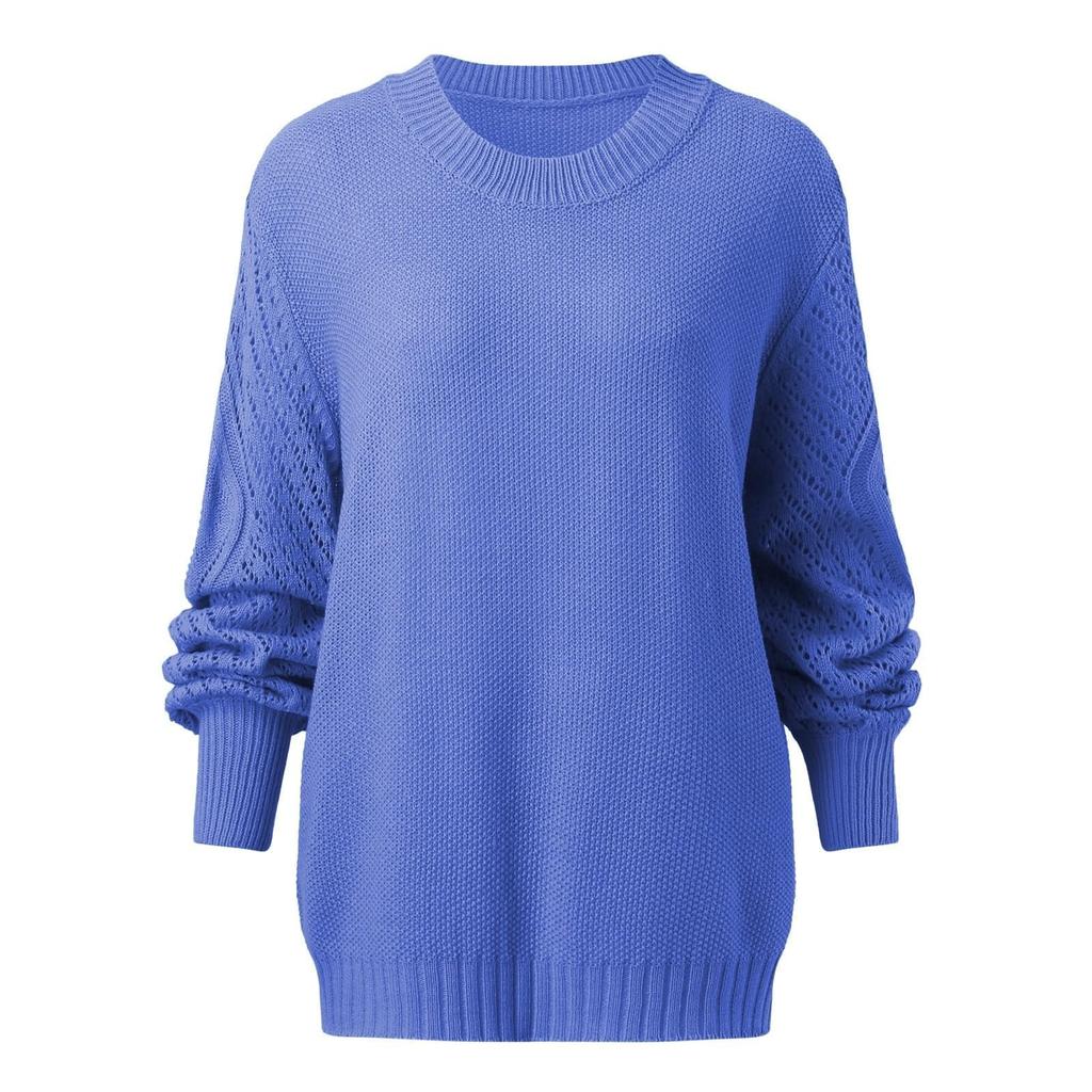 Women's Pullover Long Sleeve Round Neck Cable Knit Sweater Ladies Tops
