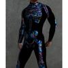 Men Women 3D Colorful Skeleton Bodysuit Cyber Punk Jumpsuit Halloween Party Carnival Cosplay Costume Performance Romper Zentai