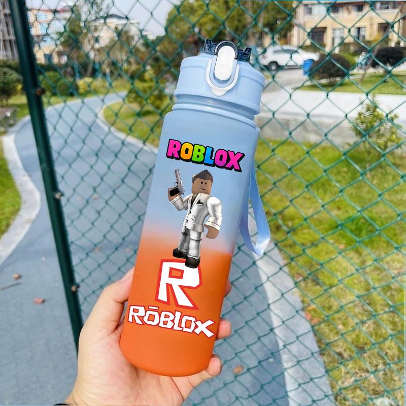 750ml Roblox Cartoon Large Capacity Gradient Color Straw Bottle Camping Drinking Tools Student Game Periphery Plastic Sports Cup