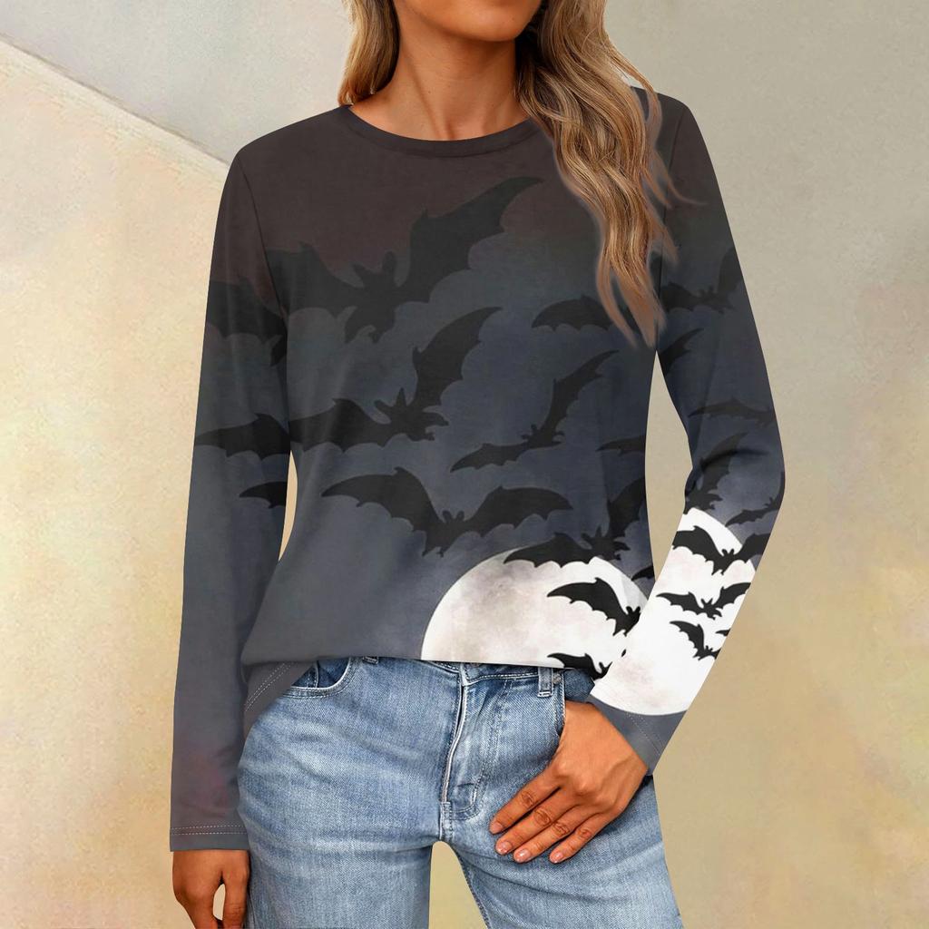 Women's Loose Casual Casual Long Sleeve Round Neck Collar Solid Color T-Shirt Top