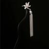 Iris Flower Hairpin New Chinese Style Wooden Hair Stick Silver Tassel Elegant Women Hair Accessories