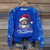 Women's Fashion Round Neck Pullover Plunging Sleeve Tee Christmas Printed Top