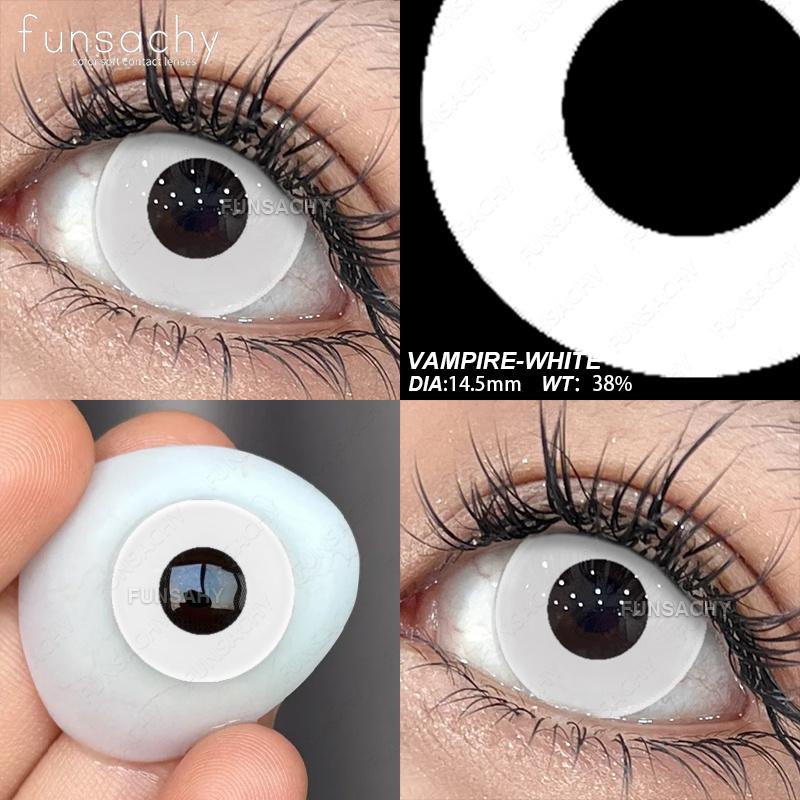 FUNSACHY 2pcs Anime Cosplay Contact Lenses Colored Lens for Crazy Halloween Solid Color Blue Contacts Pink Beauty Pupil Yearly