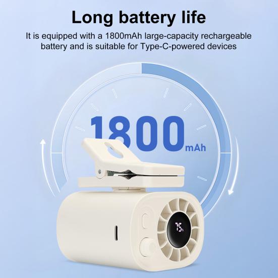 Clip-on Mini Fan 360 Degrees Rotating LED Display Speed Adjustable Desk Fan USB