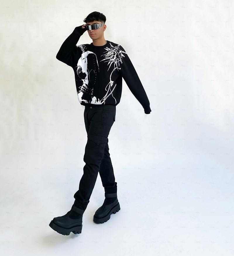 Y2k вязаный свитер, мужские свитера с графикой, винтажные свободные рваные пуловеры, повседневные осенние женские хлопковые трикотажные изделия в стиле Харадзюку
