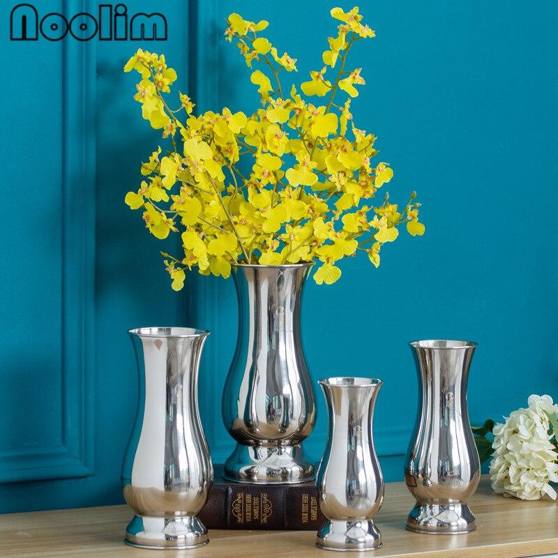 Stainless Steel Tabletop Vase Modern Minimalist Fashion Ornaments Crafts Home Office Decoration Vase