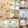 Window Drape Plant Print Roon Decor Durable Sunflower Sheer Curtain for Home