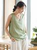 Women Solid Color Tank Linen Casual Clothes Summer Loose Women Tops Vintage Tank Tops