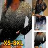 Women's Tops T Shirt Tee Star Sparkly Print Streetwear Sweatshirt Weekend Casual Home V Neck Long Sleeve Essential Basic XS-8XL