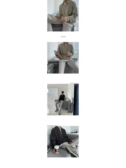 Men's Autumn/Winter Japanese-Style Half-Zip Lapel Sweater - High-End, Loose, Casual.