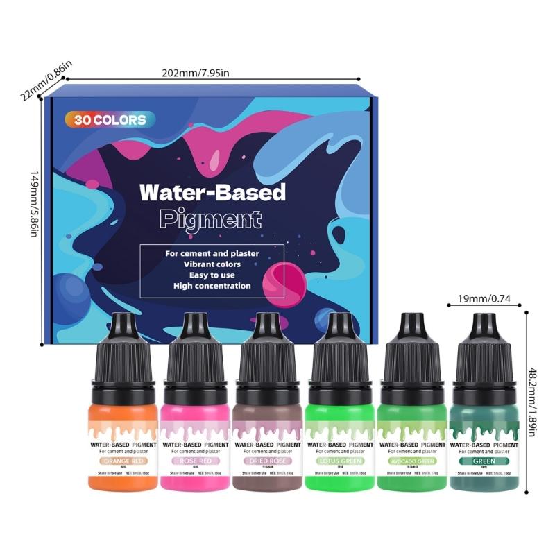 30 Shades Premium Craft Dye Set High Pigment Density 5ml Vials Safe For Children's Art Projects Cement Resin Coloring