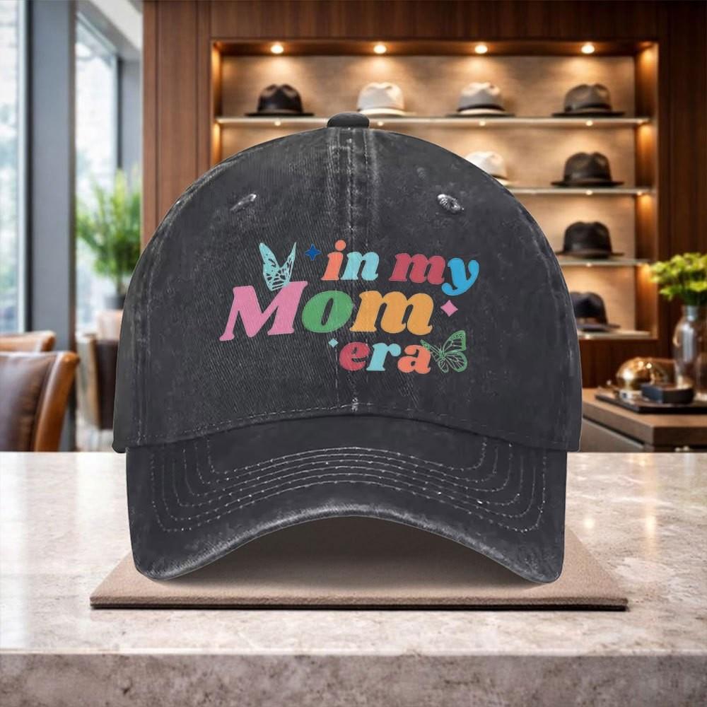 In My Mom Era Butterfly Print Denim Baseball Cap Unisex Adjustable Casual Outdoor Fashion Cap