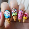 YLW881 Summer Ice Cream Fake Nails 24 Pieces Removable Design for Party and Daily Use