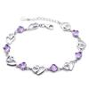 Elegant Women's Silver-Plated Bracelet Women's Doppel Herz Amethyst Bracelet