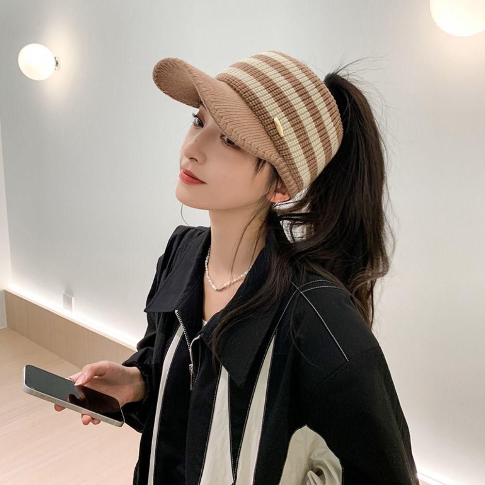 Зимняя шляпа в полоску, модные спортивные шапки на открытом воздухе, новые бейсболки с пустым верхом