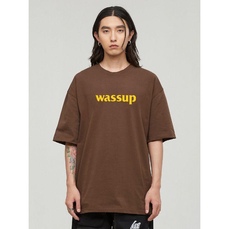 Wassup Heods Simple T-Shirt with Built-In Trendy Solid Color Pure Cotton Casual Top for Men and Women Official Store