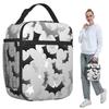 Chic Black And White Bat Insulated Lunch Bag for Kids School Cooler Thermal Food Box Tote Leakproof Lunch Boxes Container