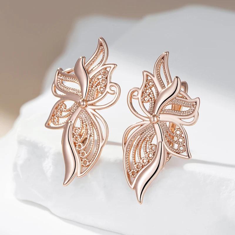 Golden Flower Large Earrings Hollow Embossed Women Luxury Accessories Costume Jewelry