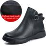 Fashion GKTINOO Winter Genuine Leather Ankle Boots Round Toe 2024 Handmade Lady Soft Flat Shoes Comfortable Side Zip Short Boot