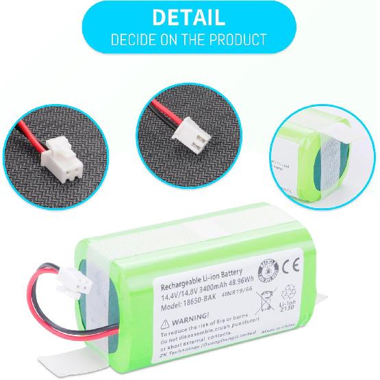 Replacement RVBAT850 Battery for Shark Ion R75, R85, S87, RV761, RV771,RV850C, RV1000S, RV1001AE, RV1100VL, UR1000SR, RV700_N, RV720_N Vacuum