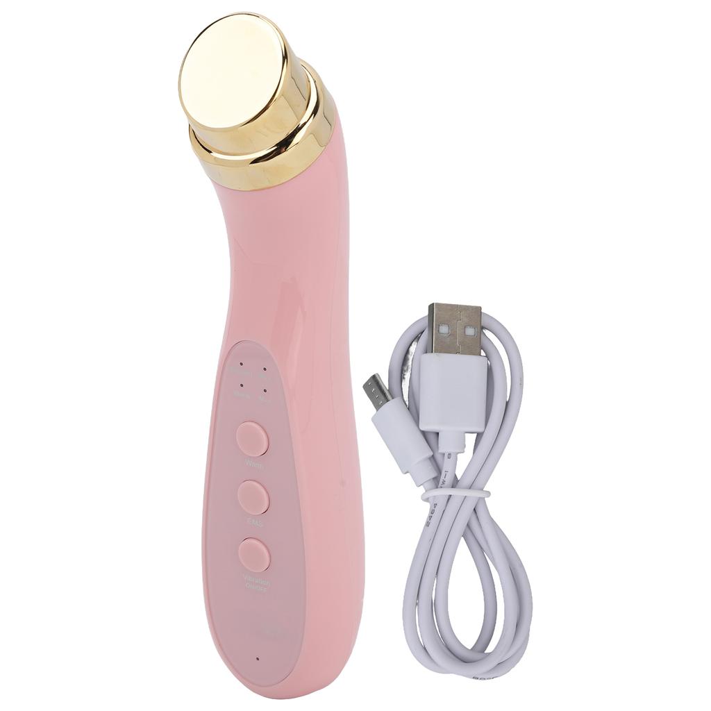 Facial Beauty Massager Hot Compress Vibration EMS Microcurrent Skin Tightening Lifting Machine Pink