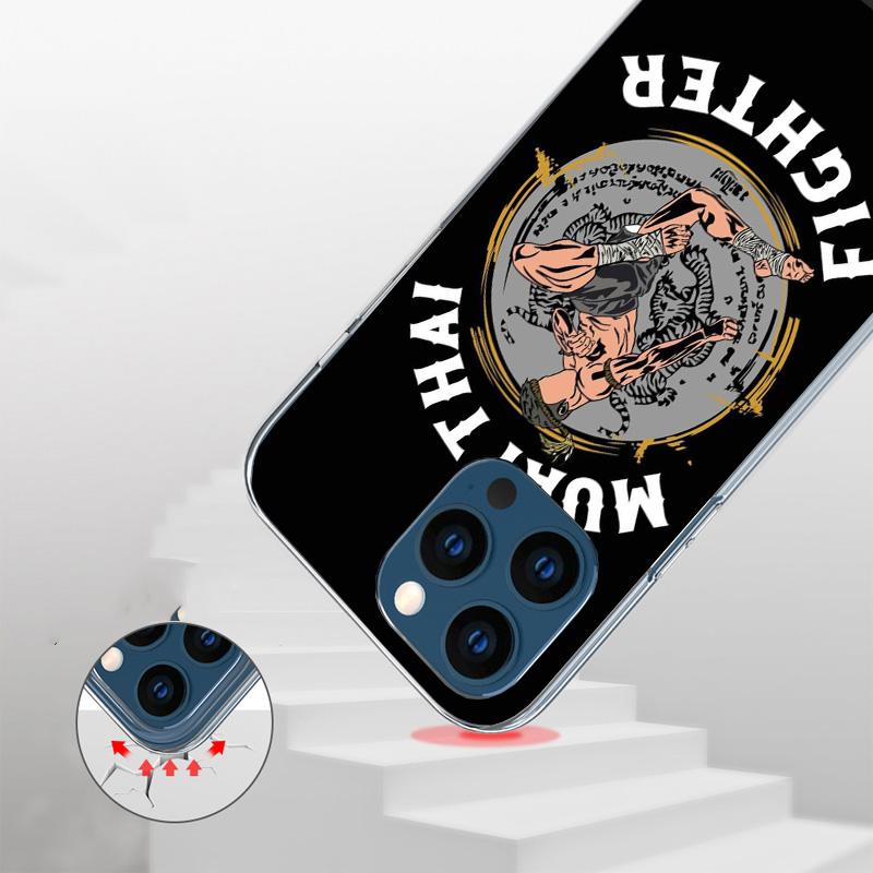 Чехол для телефона с принтом Муай Тай Боксерский бой Для iPhone 16 17 Air 15 14 Pro Max 16E Чехол для телефона 13 Mini 12 11 7 SE 8 Подходящий