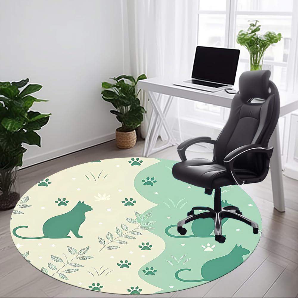 1pc Cat Nature Office Round Area Rug, Indoor Mat Suitable For Office, Under Office Chairs Bedroom Living Room Home Decor, Room Deco174